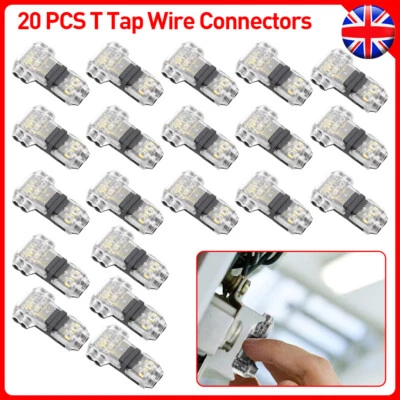Wire Connectors 20pcs 2 Pin 2 Way Low Voltage Universal Wire T2 Tap Connector - Image 1 of 4