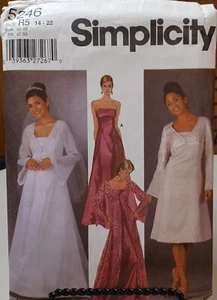 5246 Simplicity SEWING Pattern UNCUT misses 14-22 wedding evening gown coat trai - Picture 1 of 2