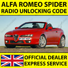 ✅ALFA ROMEO SPIDER CAR RADIO NAVIGATION UNLOCKING PIN CODE FAST & RELIABLE✅