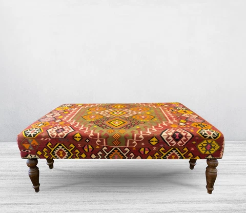 Decorative Bench, Ottoman Bench, Footstool,Stool,Furniture,Kilim Covered Bench Cover