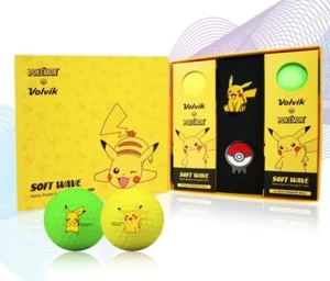 Volvik Pikachu Vivid Soft Wave Golf Ball 3 Pieces 2 Types x 3p + Ball Marker Set - Picture 1 of 14