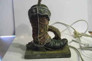 Cowboy Boot with Star Bedroom or Side Table Lamp w/Shade Lasso Rope and Spurs  - Picture 1 of 11