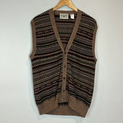 Grandpa Eclectic 80s Retro Vintage Idea Uomo Acrylic Wool Sweater Vest Size XL - Image 1 of 4
