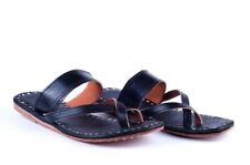 Black leather slippers mens sandals handmade flip flops casual flats us 13 size