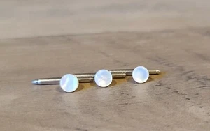 Bundle of 3 Vintage Shiny Tiny Round Formal Groom Tux Studs - Picture 1 of 12