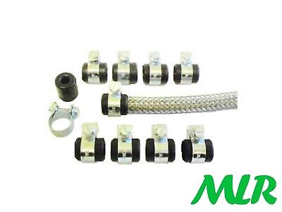 Mg Midget Mgb Gt V8 Braided Fuel Hose Pipe Rubber Finishers & Clips Is • 11.95€