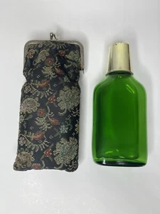 Vintage Floral Ladie's Purse - Kisslock Flask Sleeve Case with Glass Flask - Picture 1 of 6