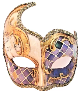 MAR12 HANDMADE IN ITALY, MASQUERADE, PAPIER MACHE PARTY EYE MASK, PURPLE/GOLD - Picture 1 of 3