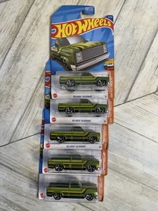 Hot Wheels Hot Trucks ‘83 CHEVY SILVERADO SquareBody Green Truck Lot Of 5 - Picture 1 of 3