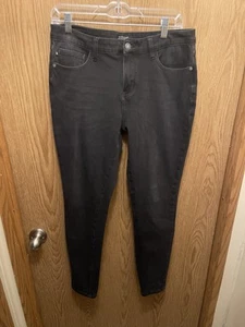 Judy Blue Skinny Fit 9/29 Mid Rise Black Denim Jeans Womens Stretch Flex - Picture 1 of 7