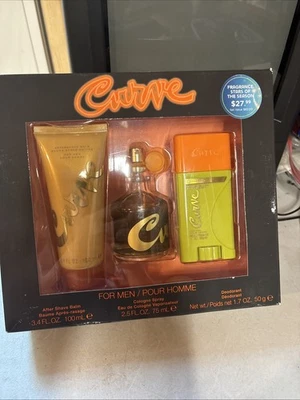 Juego de 3 piezas de fragancia Curve Colonia para hombre, desodorante, bálsamo para después del afeitado y colonia Foto 1 de 2
