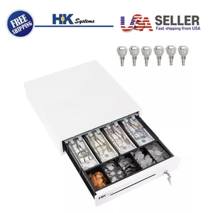 13" Schwerlast POS Kassenschublade 4 Geldschein/5 Münzen, abnehmbares Münzfach, 24 V, RJ1 - Bild 1 von 8