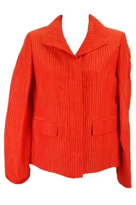 Jones New York Orange Striped Collared Blazer Women's Size 2 Petite Silk Linen - Image 1 of 4