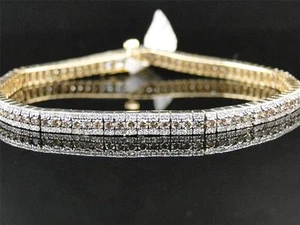 14K Ladies Yellow Gold Brown Champagne Cognac Diamond Tennis Bracelet 3.79 Ct - Picture 1 of 8