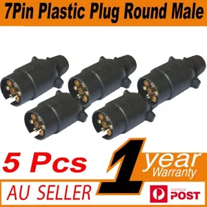 5 x TRAILER PLUG 7 PIN ROUND PLUG MALE PLASTIC CARAVAN TRAILER PART - Picture 1 of 4