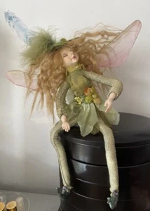 Thinker-bell Fairy Winged Pixie Elf Shelf Sitter Hanger Decorate Doll Green - Picture 1 of 2