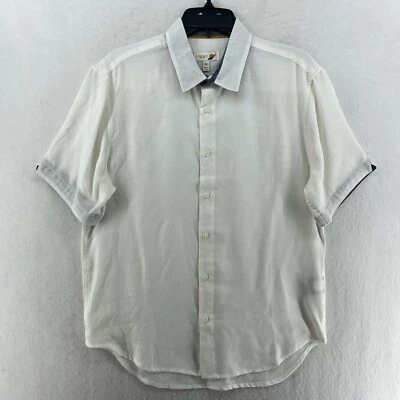 Fundamental Coast Los Angeles Shirt Mens M White Button Up Short Sleeves Woven - Image 1 of 4