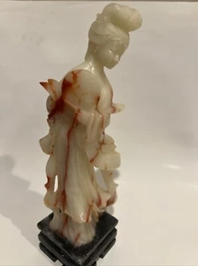 VINTAGE CHINESE CARVED JADE LADY STONE  Figurine Statue - Picture 1 of 12