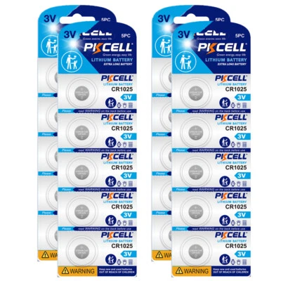 PKCELL CR1025 5033LC BR1025 3V Lithium Batteries 50Pcs/10Cards - Image 1 of 4