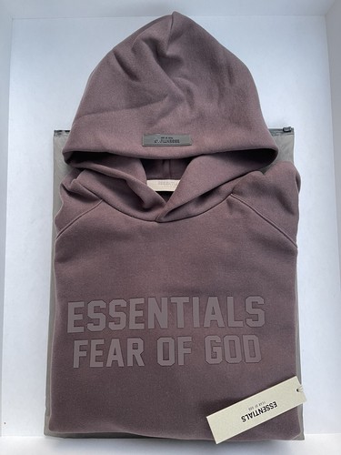 Felpa con cappuccio pullover prugna Fear of God Essentials SS23 taglia X Large (XL) nuovissima