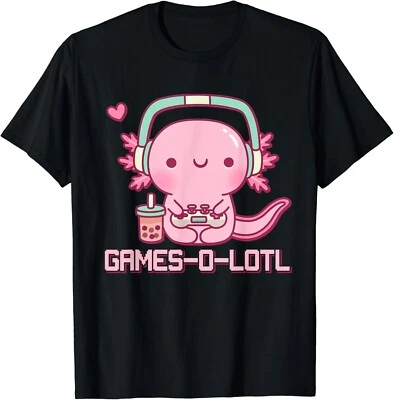 Gamesolotl Axolotl Video Games Kawaii Anime Gamer Boys Girls Gift Unisex T-Shirt - Image 1 of 4