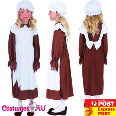 Niñas Pobre Victoriano Niña Disfraz Antiguo Miss Histórico Libro Semana Vestido Niños Foto 1 de 4