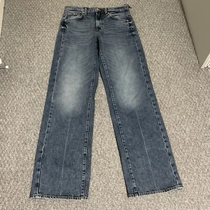 7 For All Mankind Tess Trouser Womens Jeans 27W 32l Straight Fit Stretch High - Picture 1 of 15