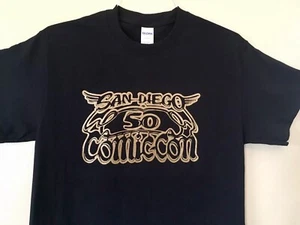 SDCC Comic Con 2019,  50th Anniversary Black T-shirt, LIMITED Size S Gildan - Picture 1 of 7