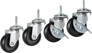 Casters Set of 4, Heavy Duty Industrial Castors, 2 Inch Wheels for Shelves, Wire - Picture 1 of 7