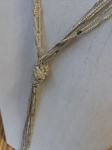 Alfani Silver Tone Multi Strand Necklace Knot Tassel Flapper Modern Mod Jewelry - Picture 1 of 9