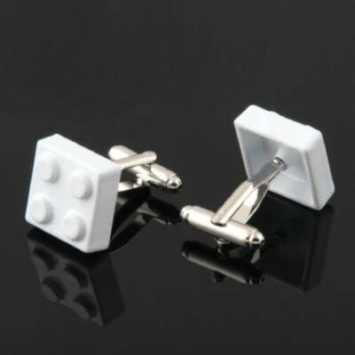 BLOQUE DE CONSTRUCCIÓN GEMELOS Blanco Esmalte Metal Novedad Juguete Ladrillo NUEVO con Bolsa de Regalo Foto 1 de 2