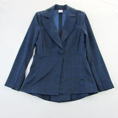 Chaqueta Blazer Cabi Mujer Talla 2 Azul Puesta de Sol Beso Ventana Cuadros Foto 1 de 4