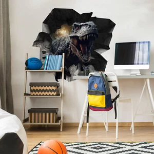 Wandtatto Wandsticker Wanddeko für Jugendzimmer Dinosaurier Dino Aufkleber 80x60 - Bild 1 von 5