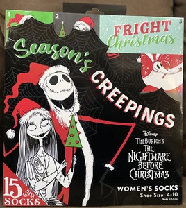 DISNEY NIGHTMARE BEFORE CHRISTMAS ADVENT CALENDAR 15 DAYS OF  SOCKS SZ 4-10 - Picture 1 of 2