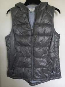 Tangerine Womens Puffer Vest Gray Hooded Zip Up Pockets Mock Neck Jacket M - Picture 1 of 3