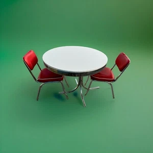 Retro 1950s Cleveland 3 Piece Round Dining Set Red White By Coaster 42 X 42 - Picture 1 of 11