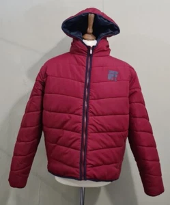 Fila FW21SPW153 Kennedy Padded Puffer Hooded Jacket Burgundy Size Large - Picture 1 of 10