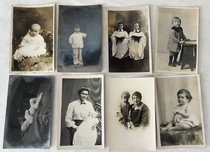 8 Vintage Real Photo Postcards Unknown Children Babies Portraits Social History - Picture 1 of 6
