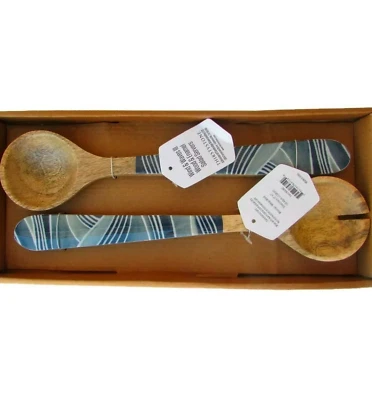 Servidores de ensaladas de madera Thirstystone madera y esmalte, juego de 2, azul Foto 1 de 2