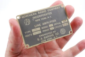 Northern Radio Company Inc Line Amp Radio Emblem Brass Metal Salvage Radio Parts - Picture 1 of 5