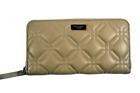 Kate Spade Neda Astor Court  Taupe Quilted Leather Zip Around Wallet