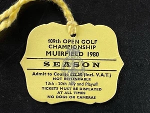 1980 British Open Golf Championship Badge Pass Tom Watson gewinnt Muirfield - Bild 1 von 2