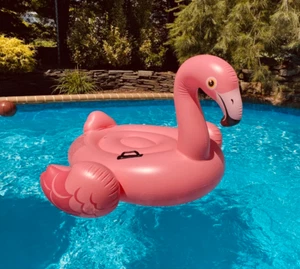 Inflatable Flamingo Ride-On Pool Float, 58" x 58" x 32" - Picture 1 of 4