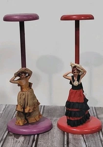 Sombrero de madera pintado a mano vintage soporte cuerpo completo dama muñeca trajes y sombrero  - Imagen 1 de 19
