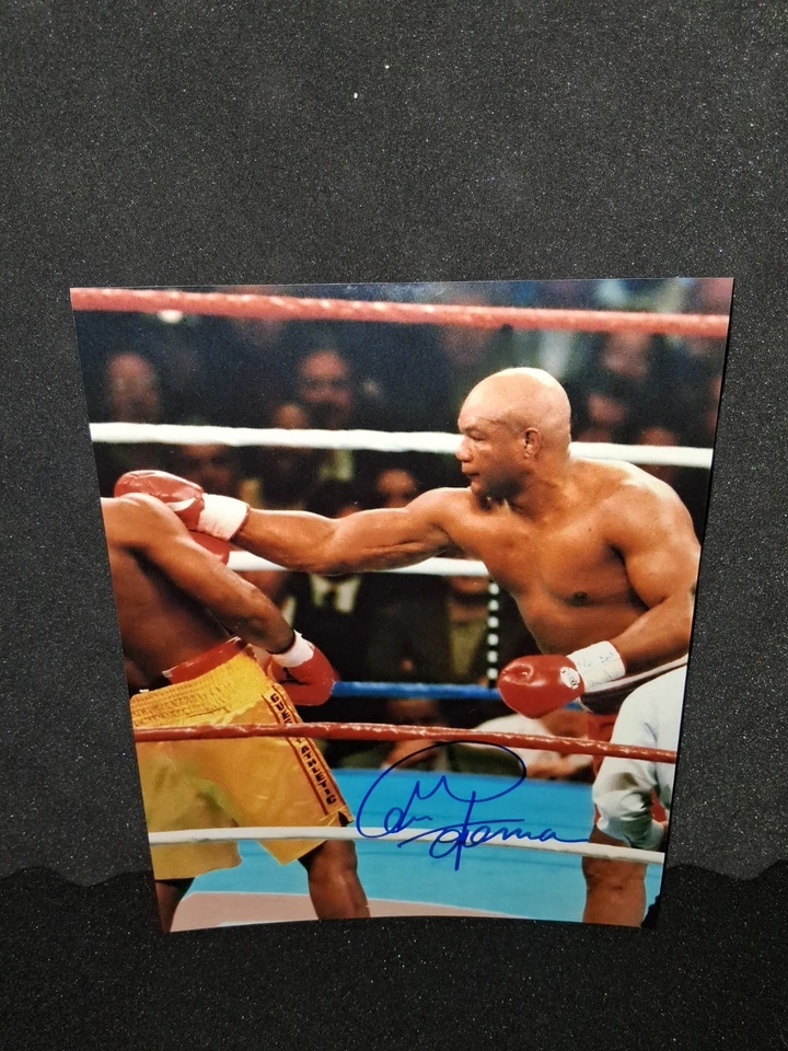 Foto autografiada de campeón de peso pesado de George Foreman 8x10 y certificado de autenticidad boxeo vintage Foto 1 de 2
