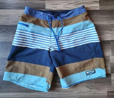 PATAGONIA WAVEFARER BOARD SHORTS HOMBRE TALLA 30 19" RAYAS AZUL MARRÓN BAÑADOR Foto 1 de 4