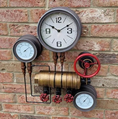 Large Industrial Style Steampunk Cog Wall Clock, Indoor - Image 1 of 4