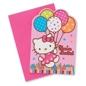 Hello Kitty Balloon Dreams Save The Date Invitations Birthday Party 8 Count New - Picture 1 of 1