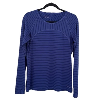 Женский активный топ Eddie Bauer M фиолетовый в полоску с длинным рукавом с отверстием для большого пальца спортивный - Изображение 1 из 4