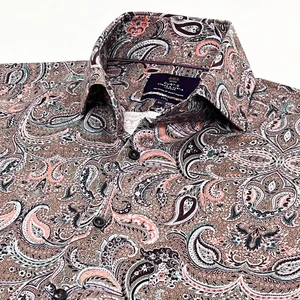 Hawes & Curtis Mens XL Extra Large Paisley Pink Purple Long Sleeve Shirt - Picture 1 of 11